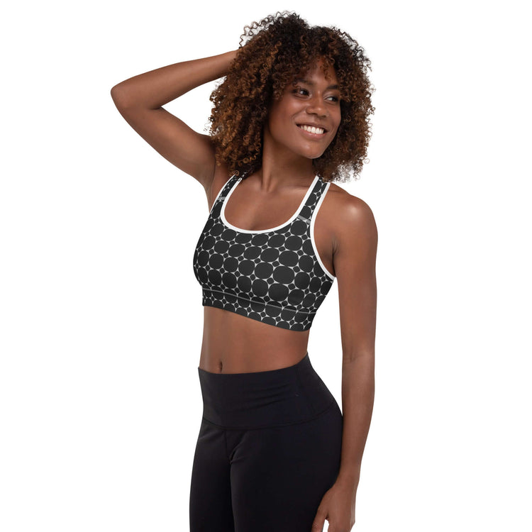 Stylish Monochrome Padded Sports Bra - Good Support at Design Dose