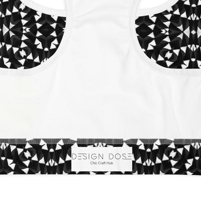 Stylish Monochrome Padded Sports Bra at Design Dose