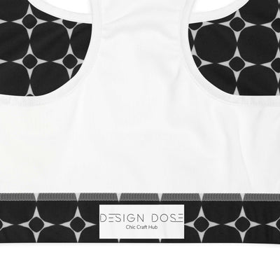 Stylish Monochrome Padded Sports Bra - Good Support at Design Dose