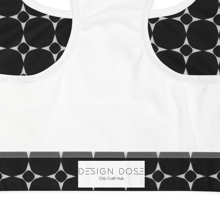 Stylish Monochrome Padded Sports Bra - Good Support at Design Dose