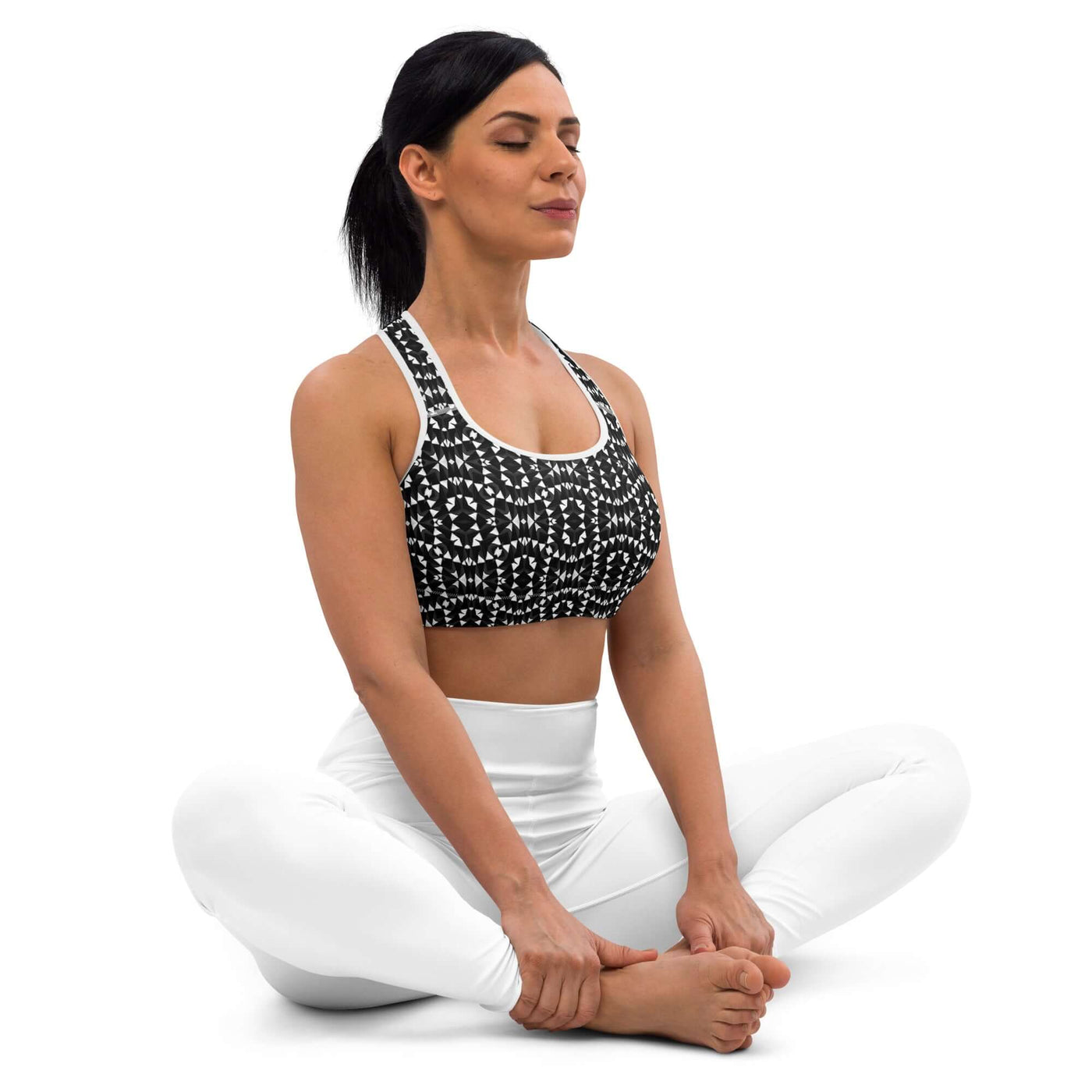 Stylish Monochrome Padded Sports Bra at Design Dose