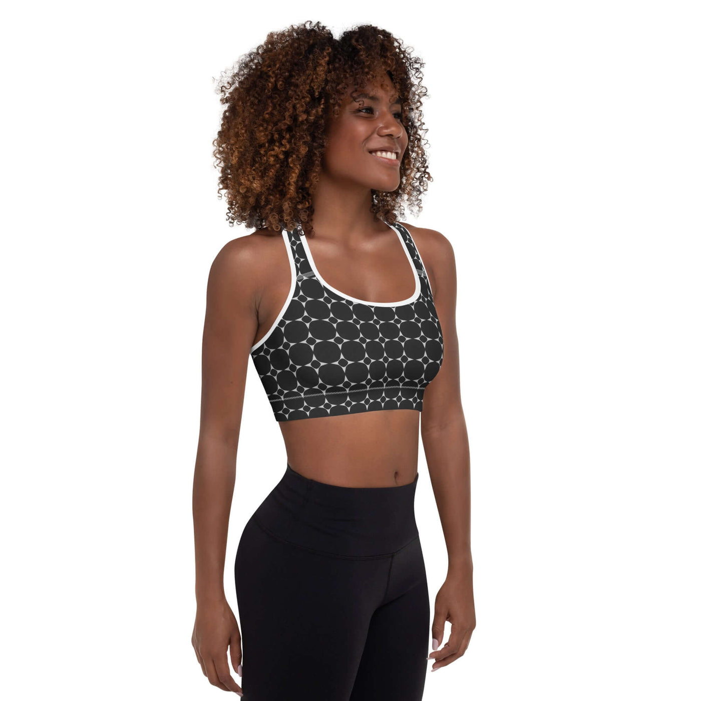 Stylish Monochrome Padded Sports Bra - Good Support at Design Dose