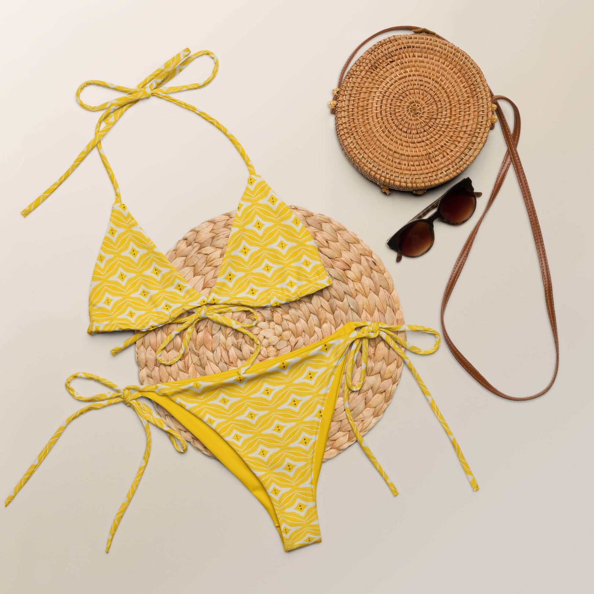 Stylish Citrus Chic String Bikini - Trendy & Sustainable at Design Dose