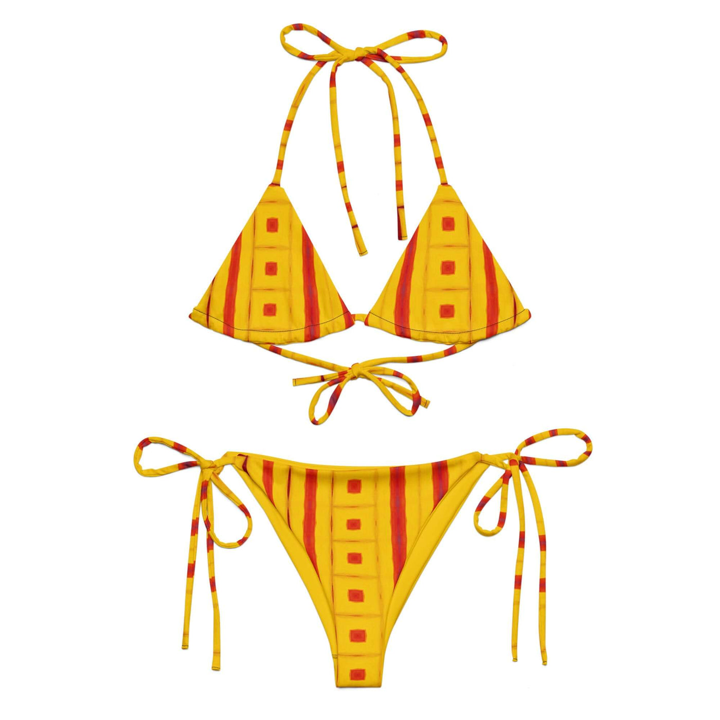 Stylish Sunrise Grid Recycled String Bikini at Design Dose