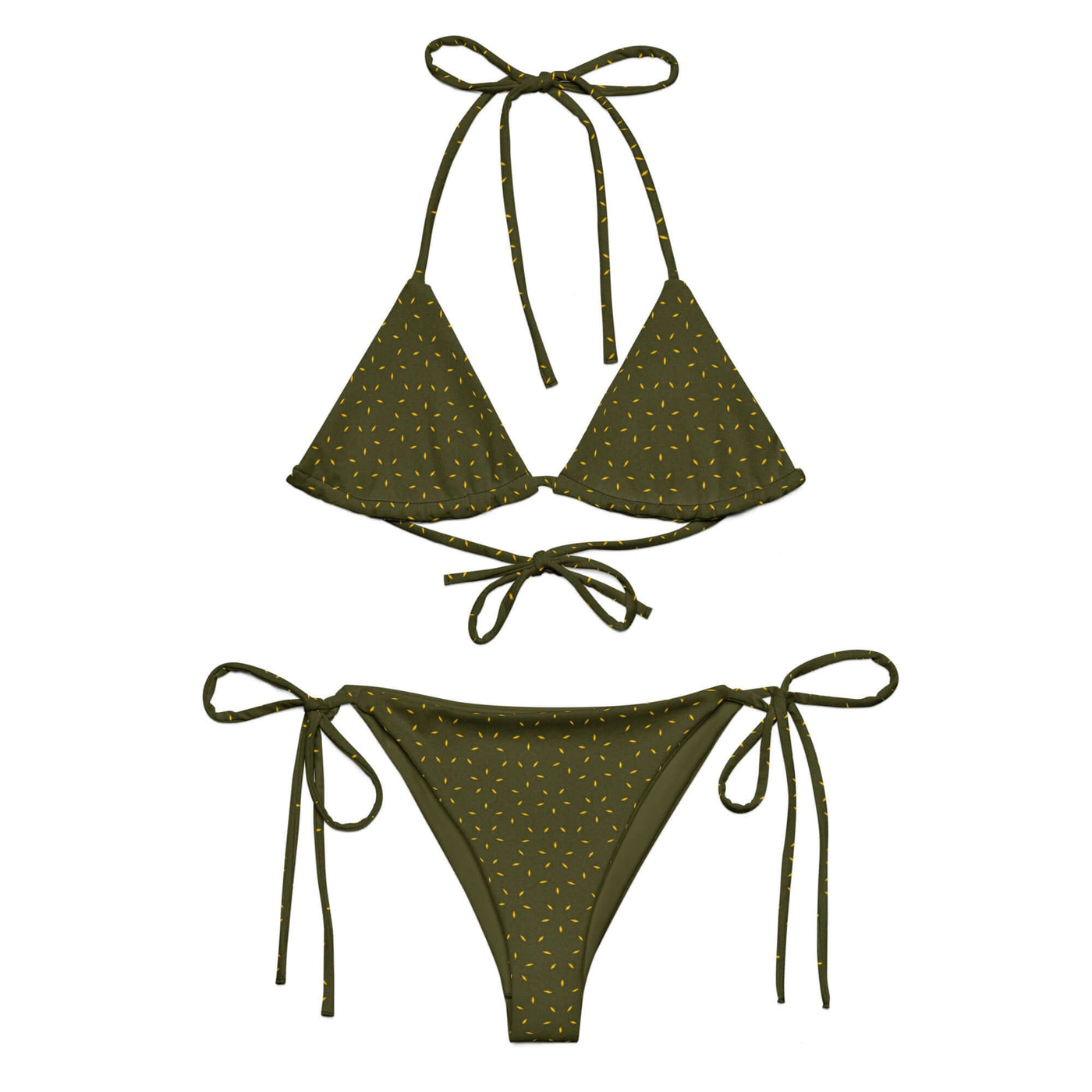 Olive Elegance Recycled String Bikini | Stylish & Soft at Design Dose