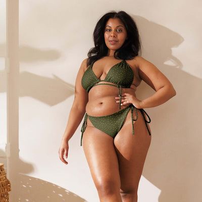 Olive Elegance Recycled String Bikini | Stylish & Soft at Design Dose