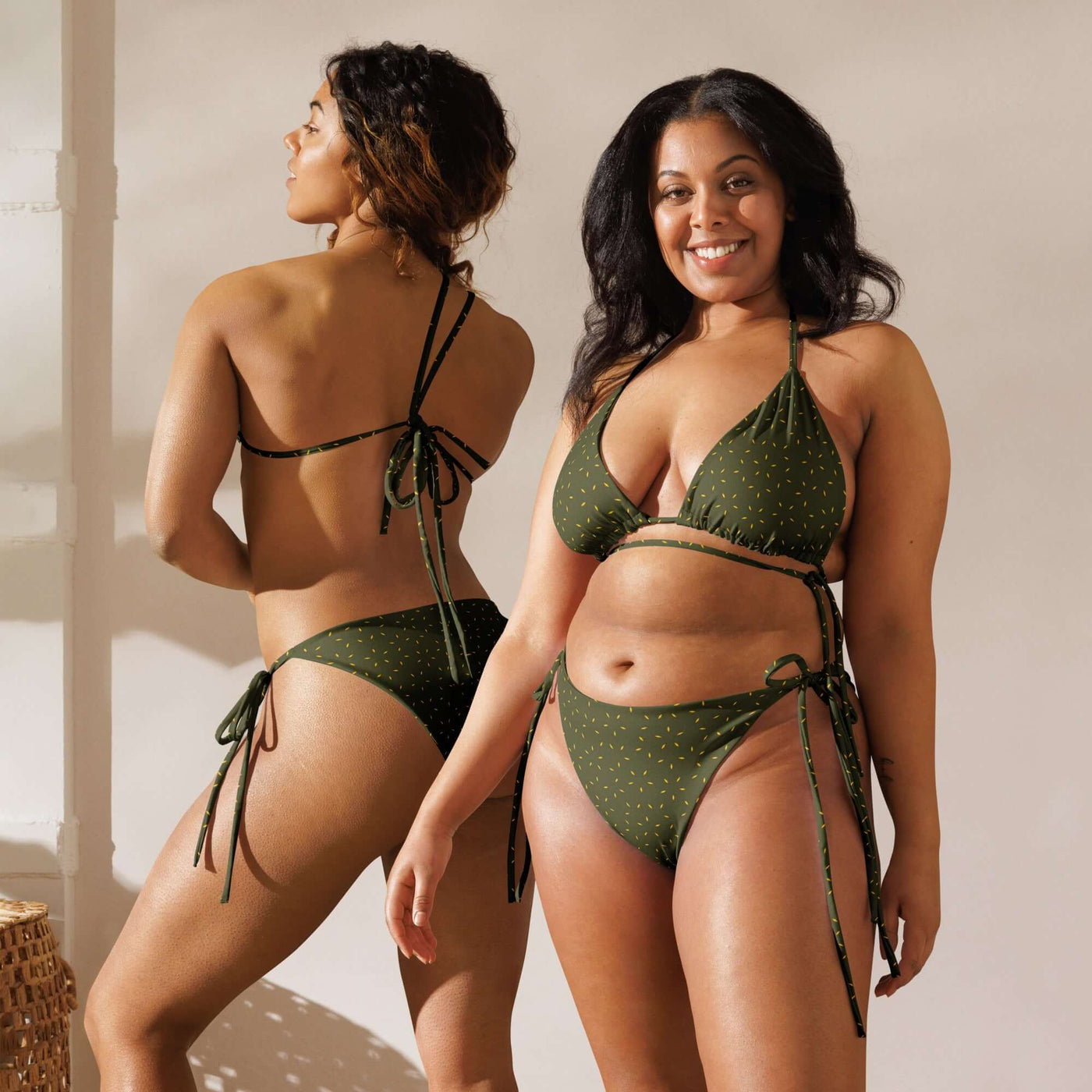 Olive Elegance Recycled String Bikini | Stylish & Soft at Design Dose