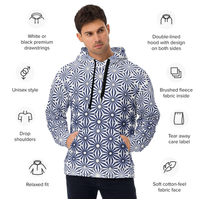 Navy Petals Unisex Hoodie - Trendy & Comfy at Design Dose