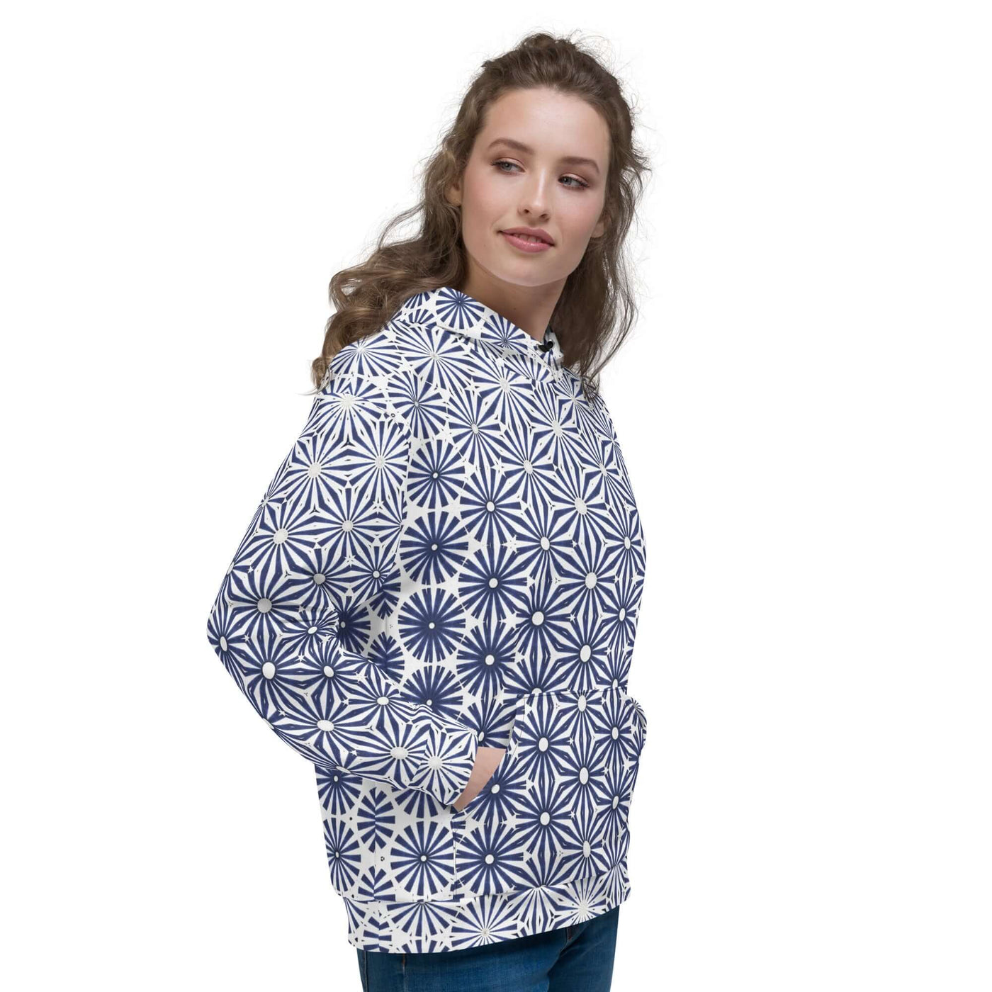 Navy Petals Unisex Hoodie - Trendy & Comfy at Design Dose