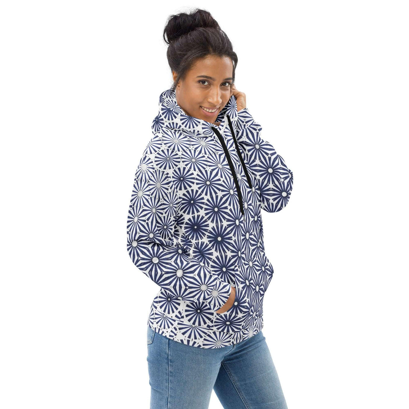 Navy Petals Unisex Hoodie - Trendy & Comfy at Design Dose