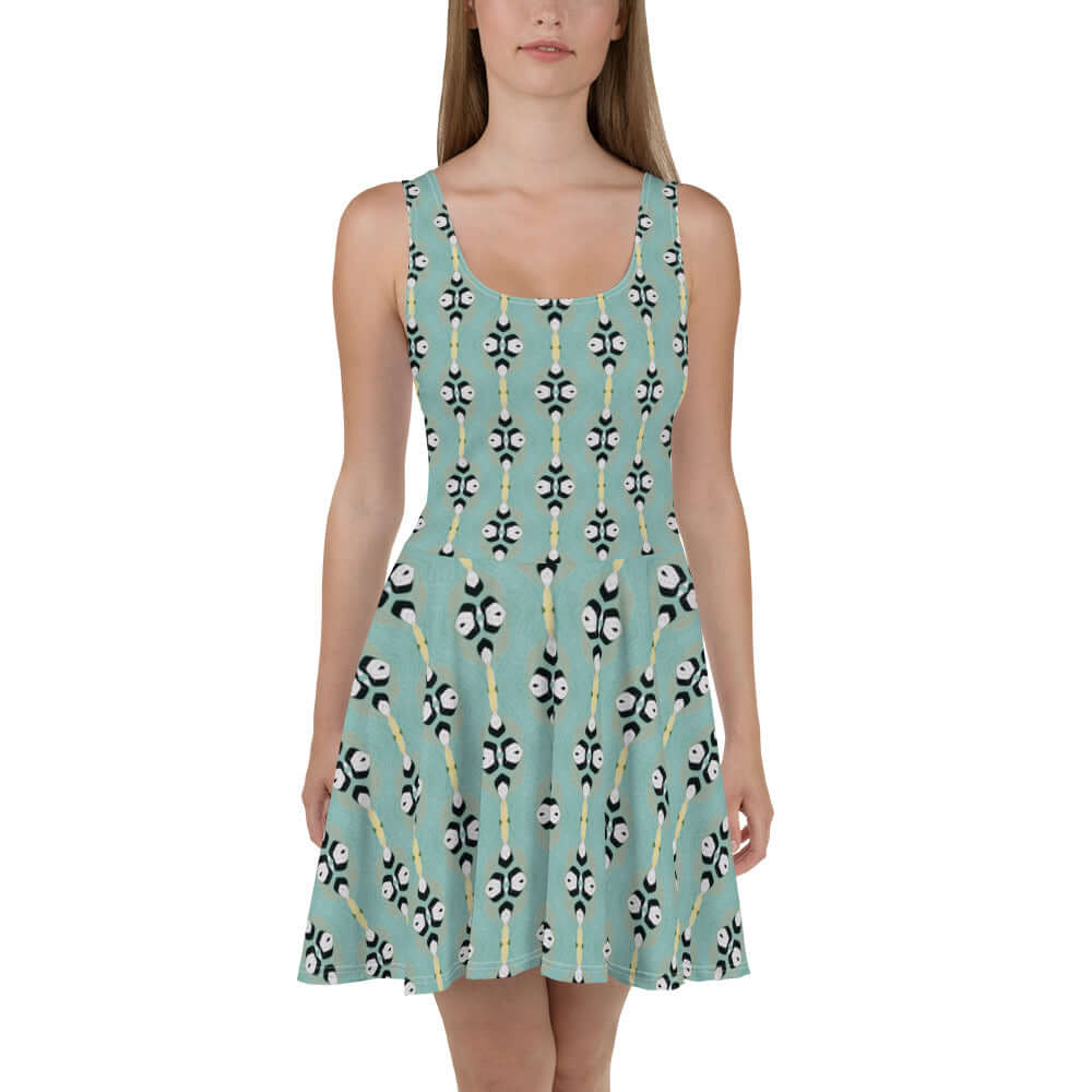 Blossom Twirl Skater Dress - Flared Design, Stylish Print at Design Dose