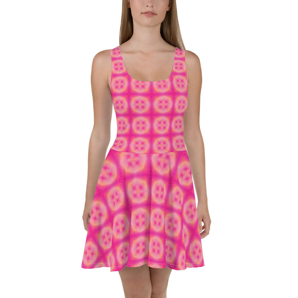 Rock the Party in Pink Pop Skater Dress! at Design Dose