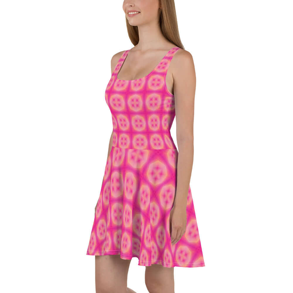 Rock the Party in Pink Pop Skater Dress! at Design Dose