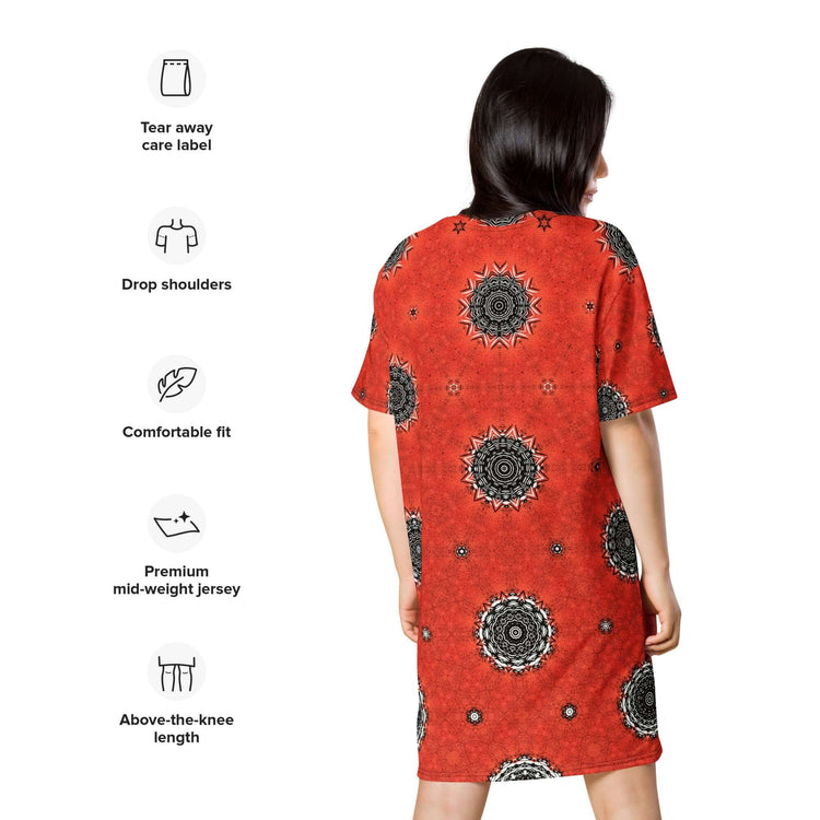 Crimson Cosmos T-shirt Dress - Standout & Versatile at Design Dose