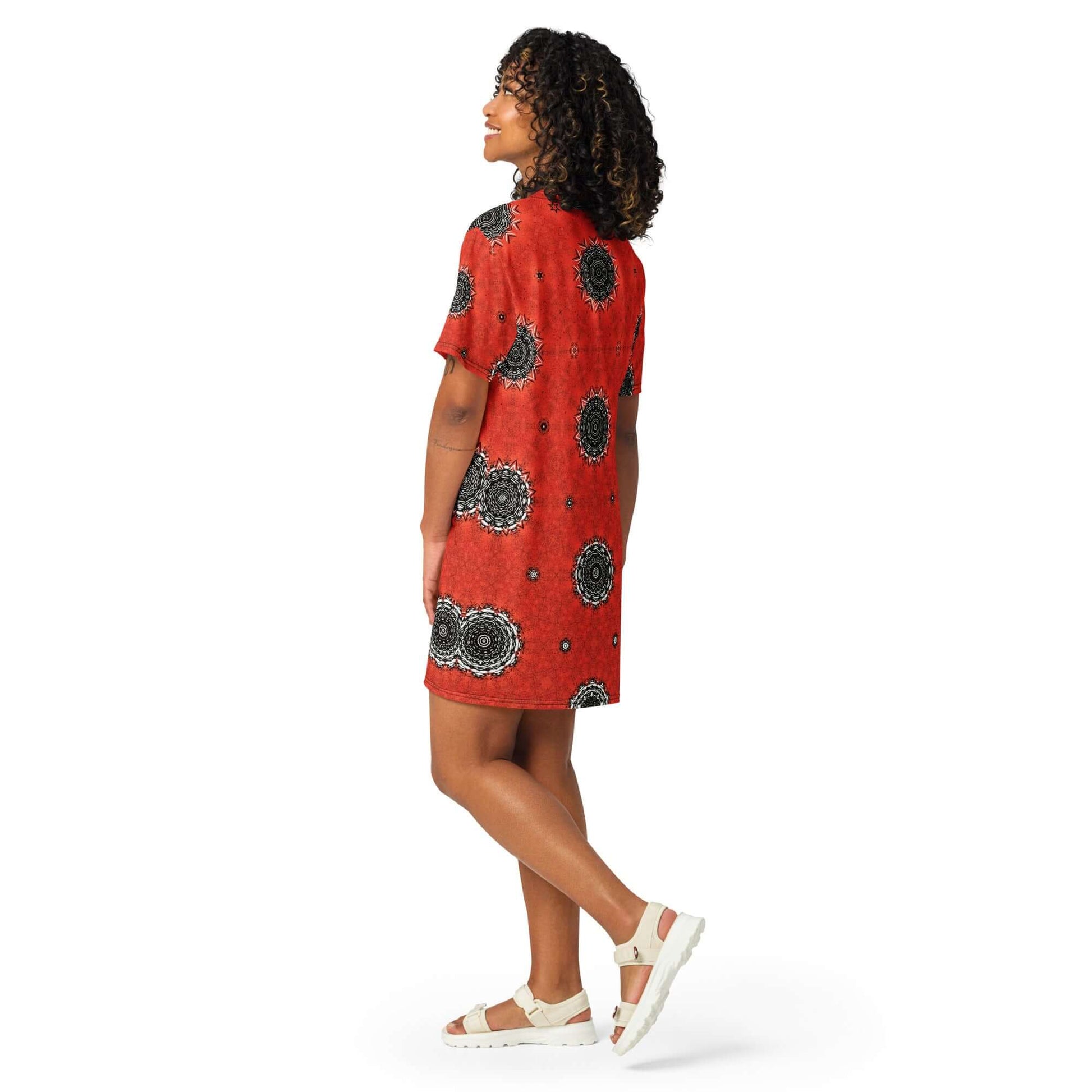 Crimson Cosmos T-shirt Dress - Standout & Versatile at Design Dose