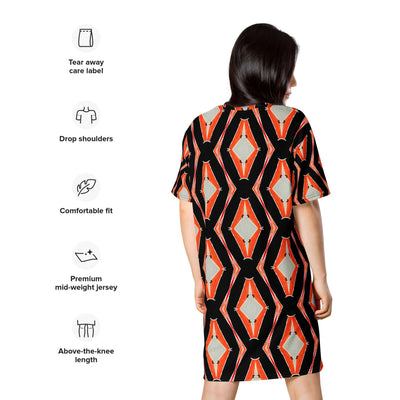 Fun & Versatile Geometric Blaze T-shirt Dress at Design Dose