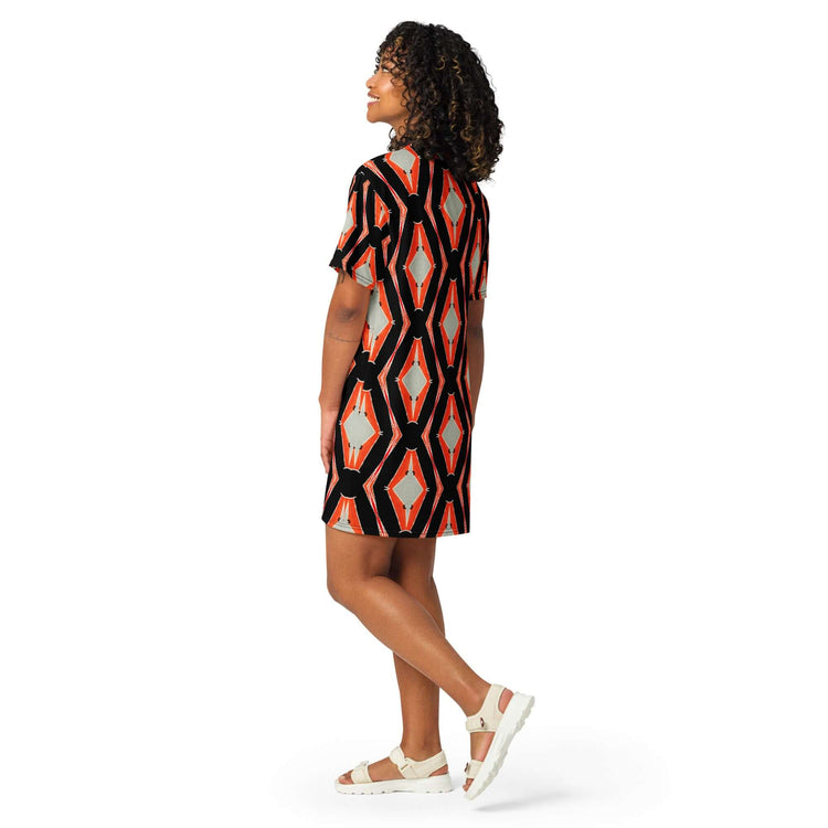 Fun & Versatile Geometric Blaze T-shirt Dress at Design Dose