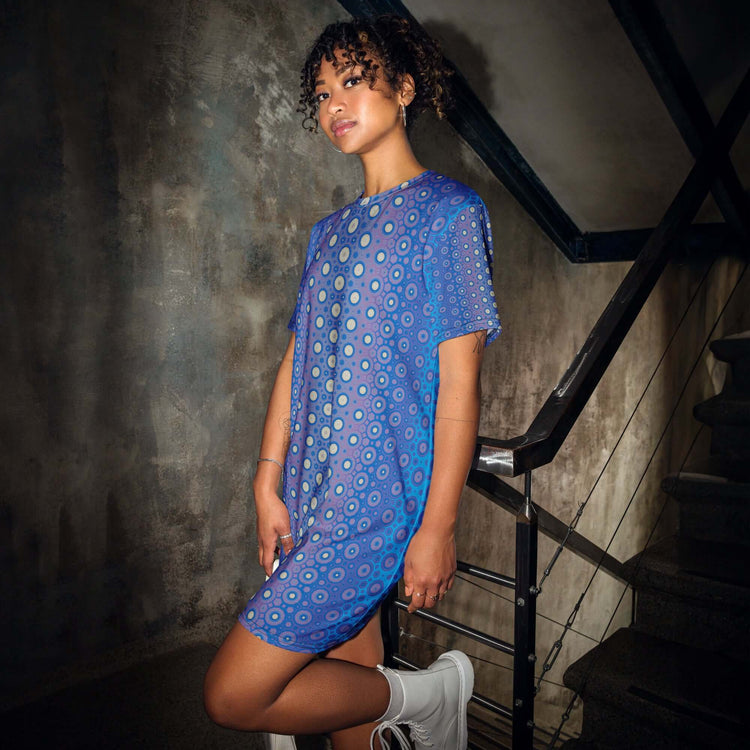 Celestial Mist T-shirt Dress – Versatile & Stylish at Design Dose