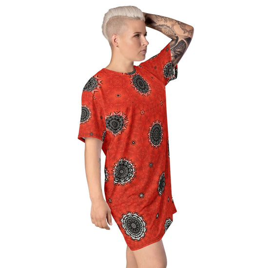 Crimson Cosmos T-shirt Dress - Standout & Versatile at Design Dose