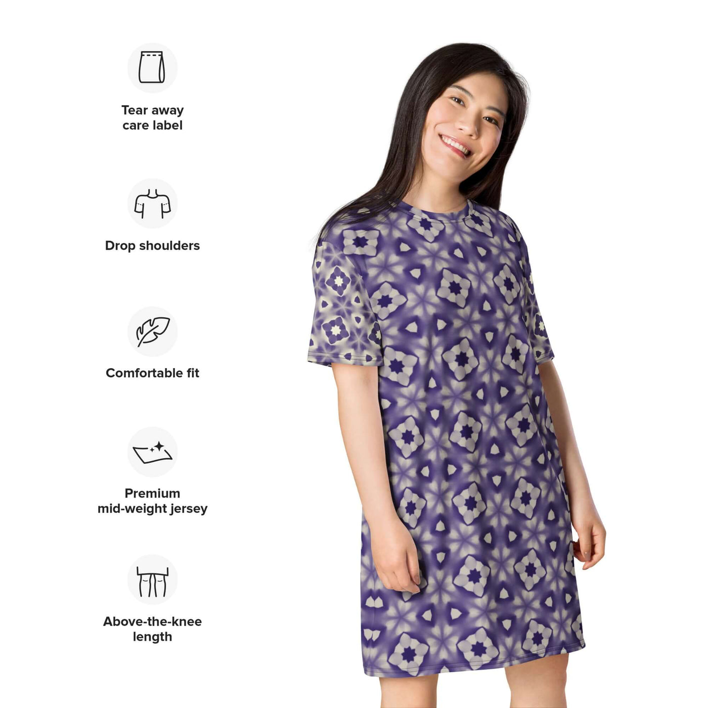 Violet Glow T-shirt Dress - Trendy & Versatile Wear at Design Dose