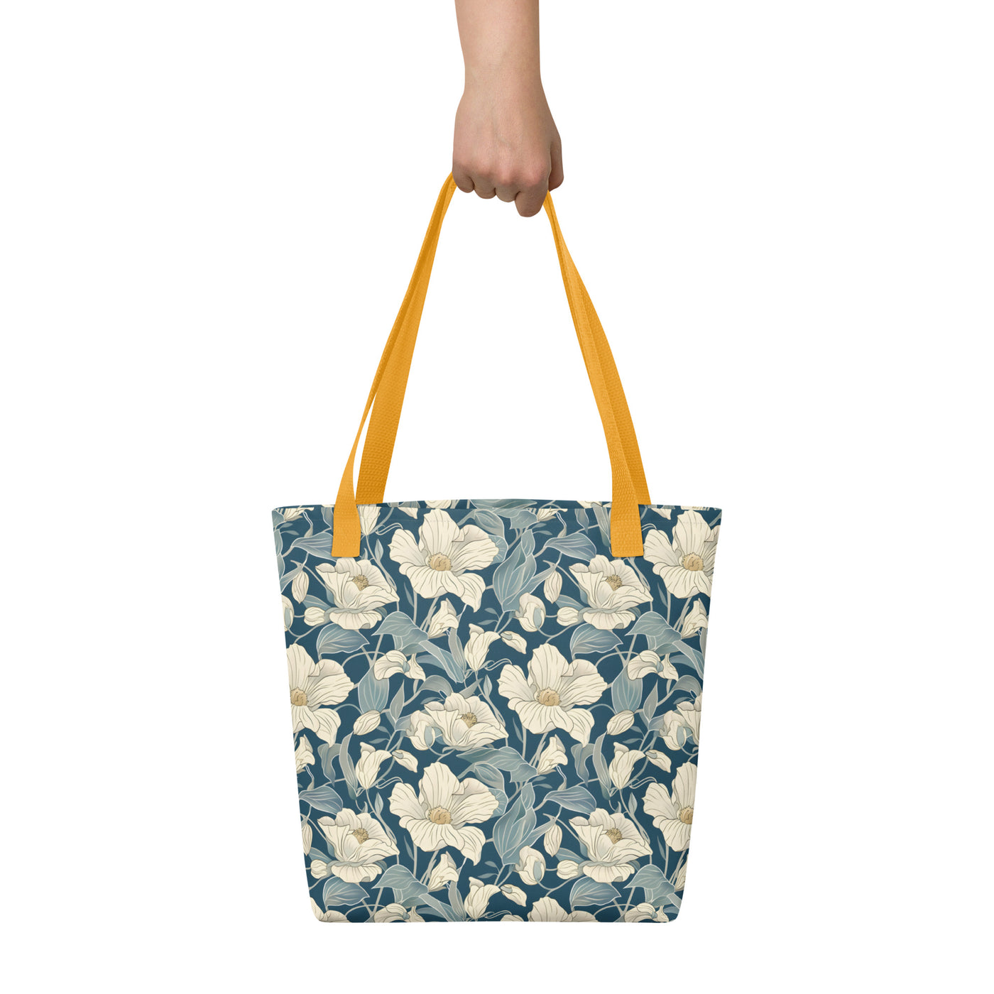 Blooms on Blue Tote bag at Design Dose