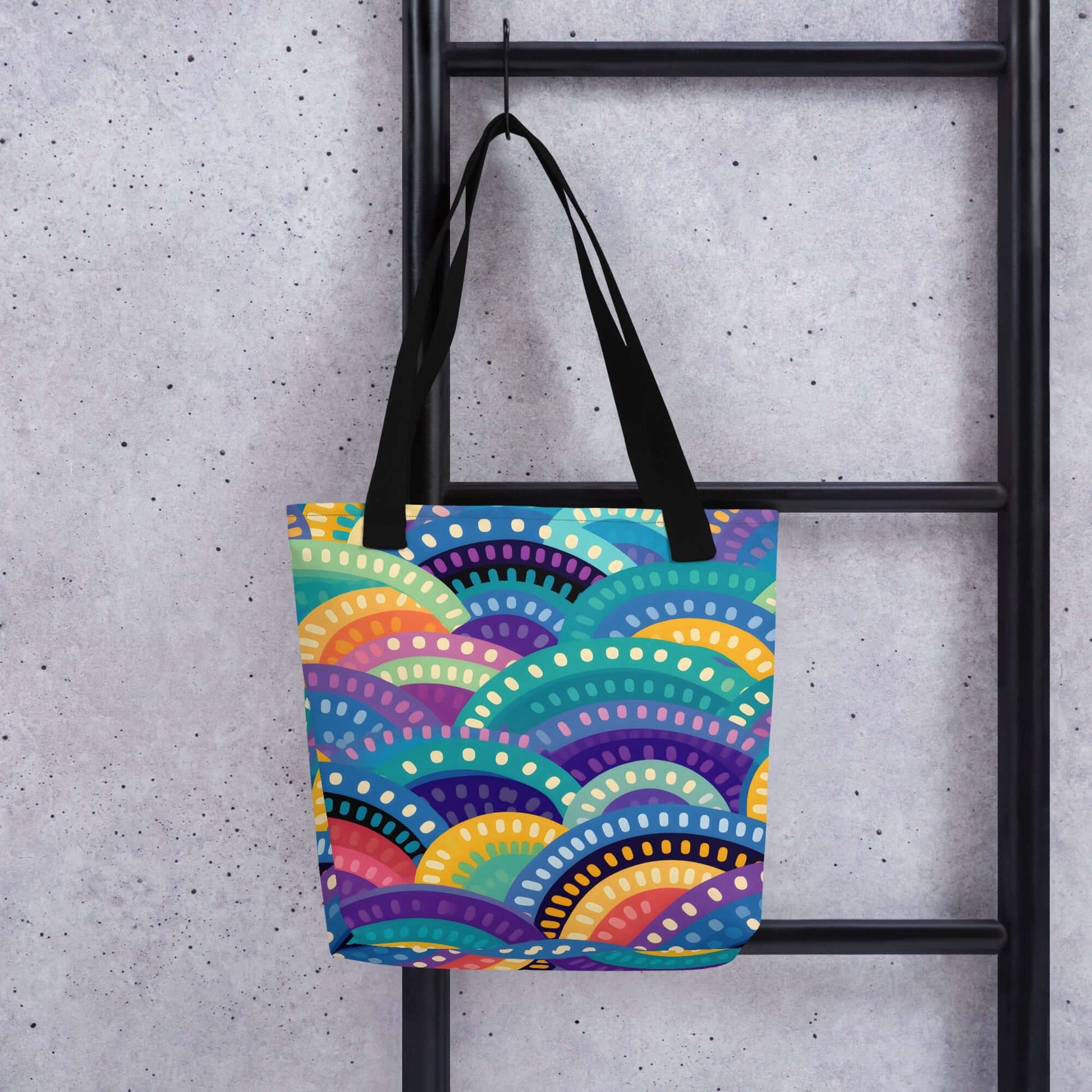 Tribal Rainbows II Tote bag at Design Dose