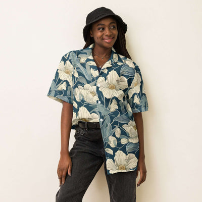 Blooms on Blue Shirt - Cool & Fashionable for Any Occasion at Design Dose