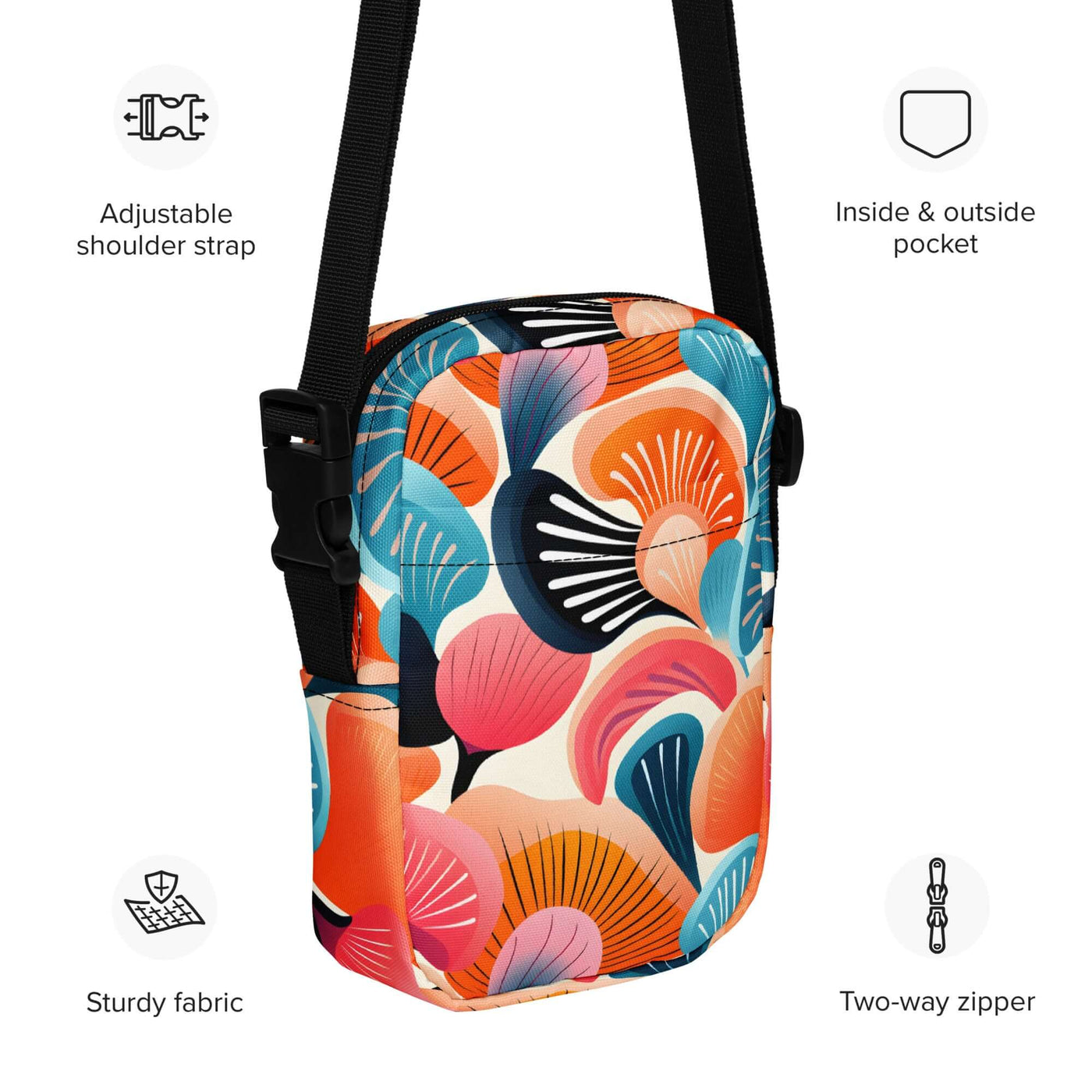 Abstract Seashells Utility crossbody bag at Design Dose