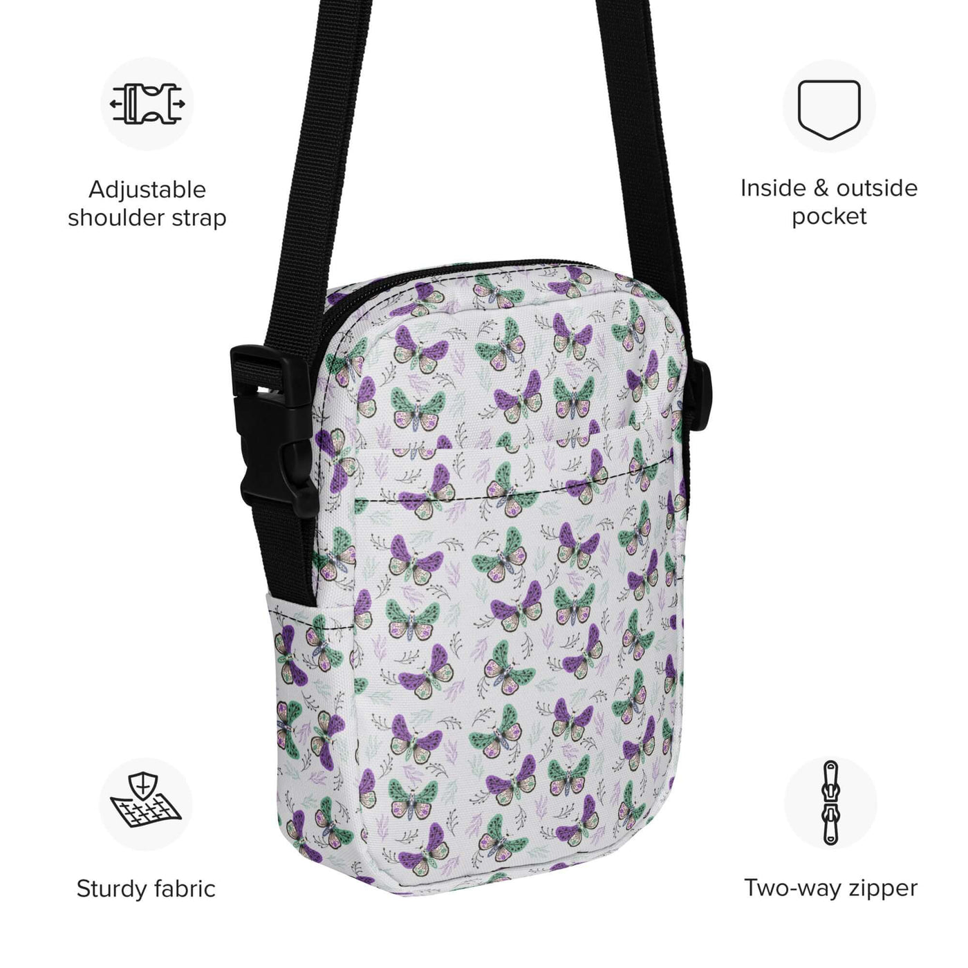 Winged Whispers Utility crossbody bag at Design Dose