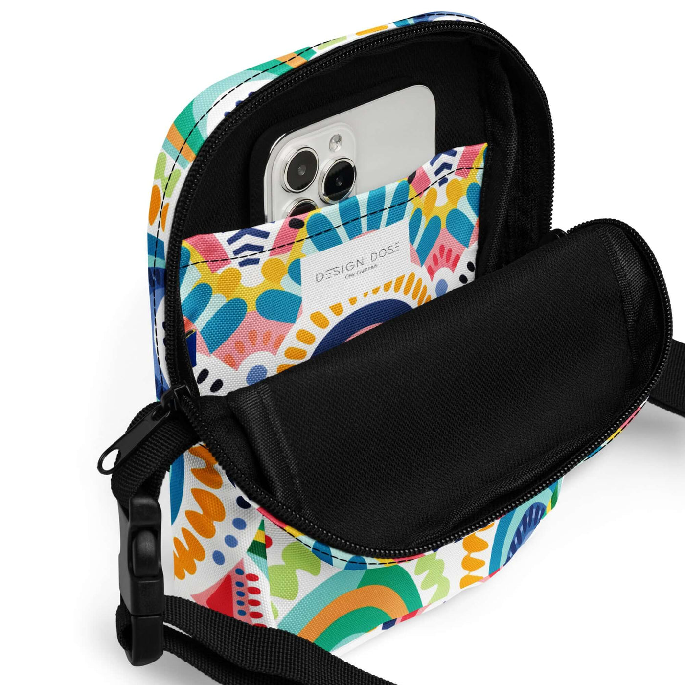 Tribal Rainbows I Utility crossbody bag at Design Dose