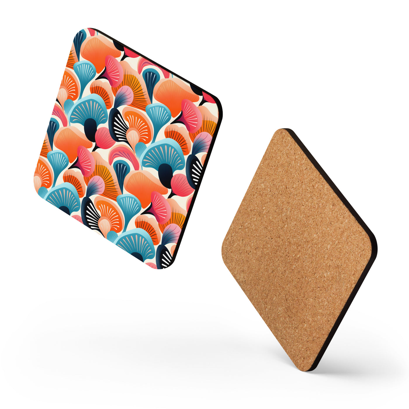 Abstract Seashells Cork-back coaster