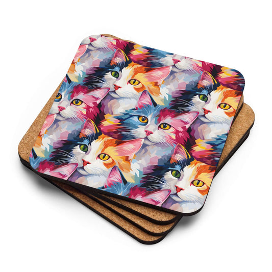 Artsy Cats Cork-back coaster at Design Dose