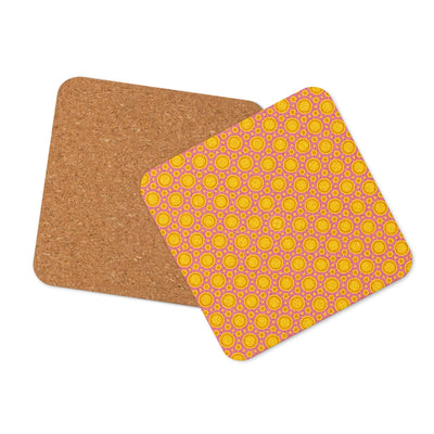 Happy Vibes Cork-back Coaster with Non-Slip Design at Design Dose