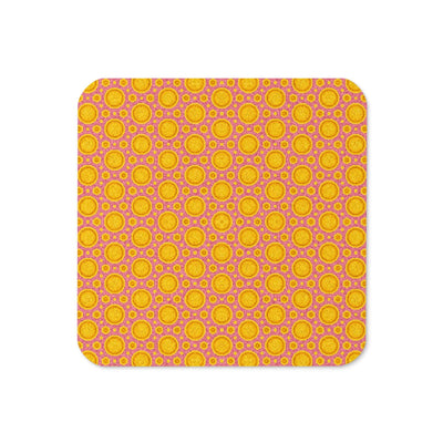 Happy Vibes Cork-back Coaster with Non-Slip Design at Design Dose