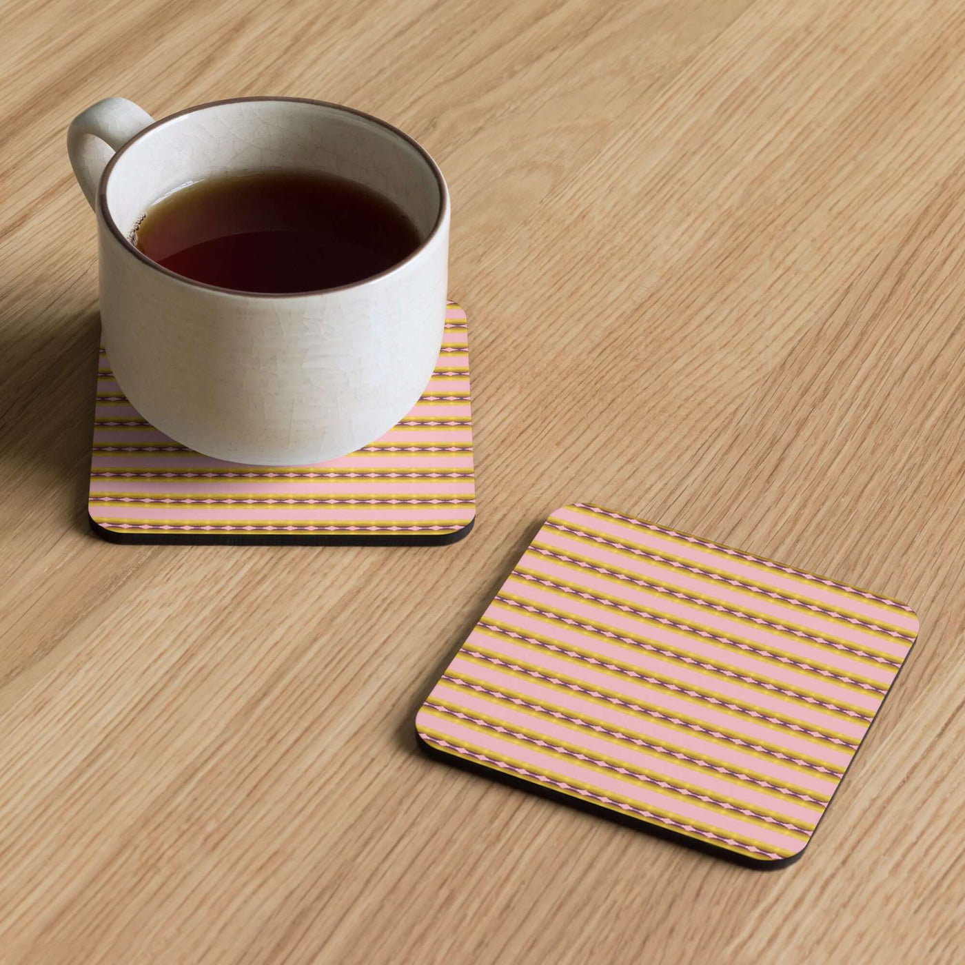 Candy Stripes Cork-back Coaster | Non-slip & Stylish at Design Dose