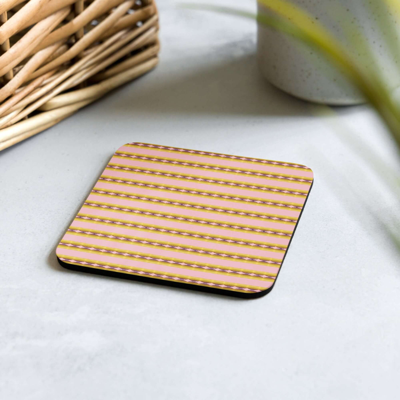 Candy Stripes Cork-back Coaster | Non-slip & Stylish at Design Dose