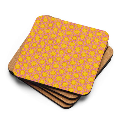 Happy Vibes Cork-back Coaster with Non-Slip Design at Design Dose