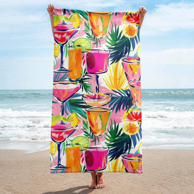 Tropical Cocktails Beach Towel at Design Dose