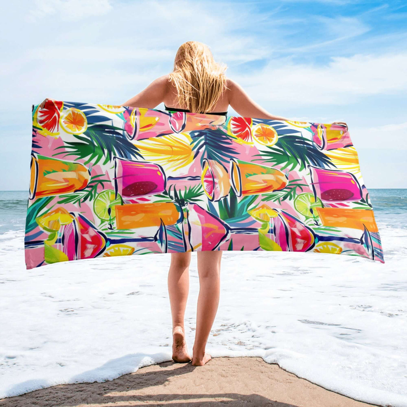 Tropical Cocktails Beach Towel at Design Dose