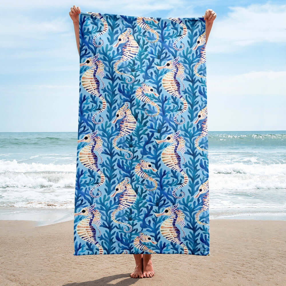 Seahorse Splendor Beach Towel at Design Dose