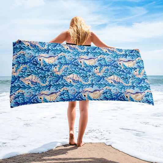 Seahorse Splendor Beach Towel at Design Dose