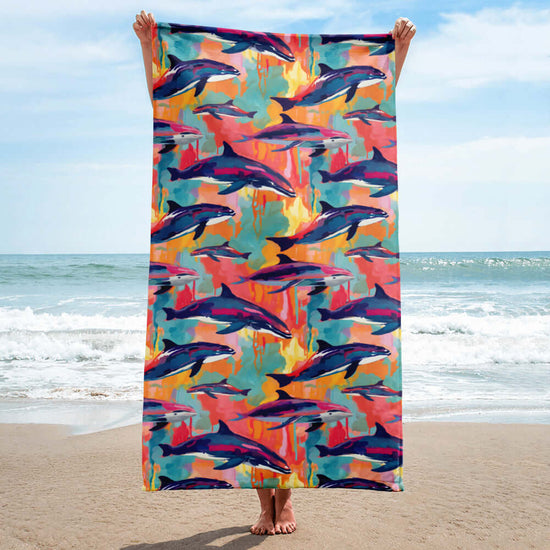 Whales Fiesta Beach Towel at Design Dose