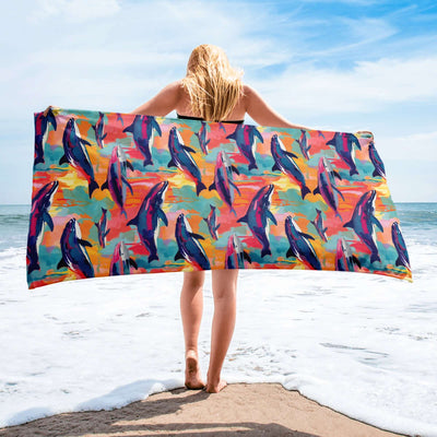 Whales Fiesta Beach Towel at Design Dose