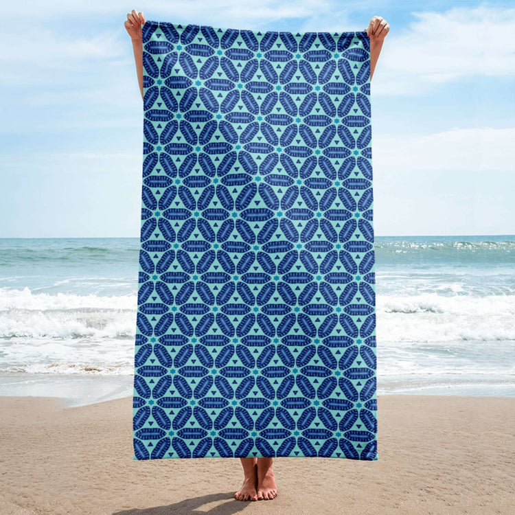 Seaside Beach Towel - Hues of Blue, Trendy Design at Design Dose