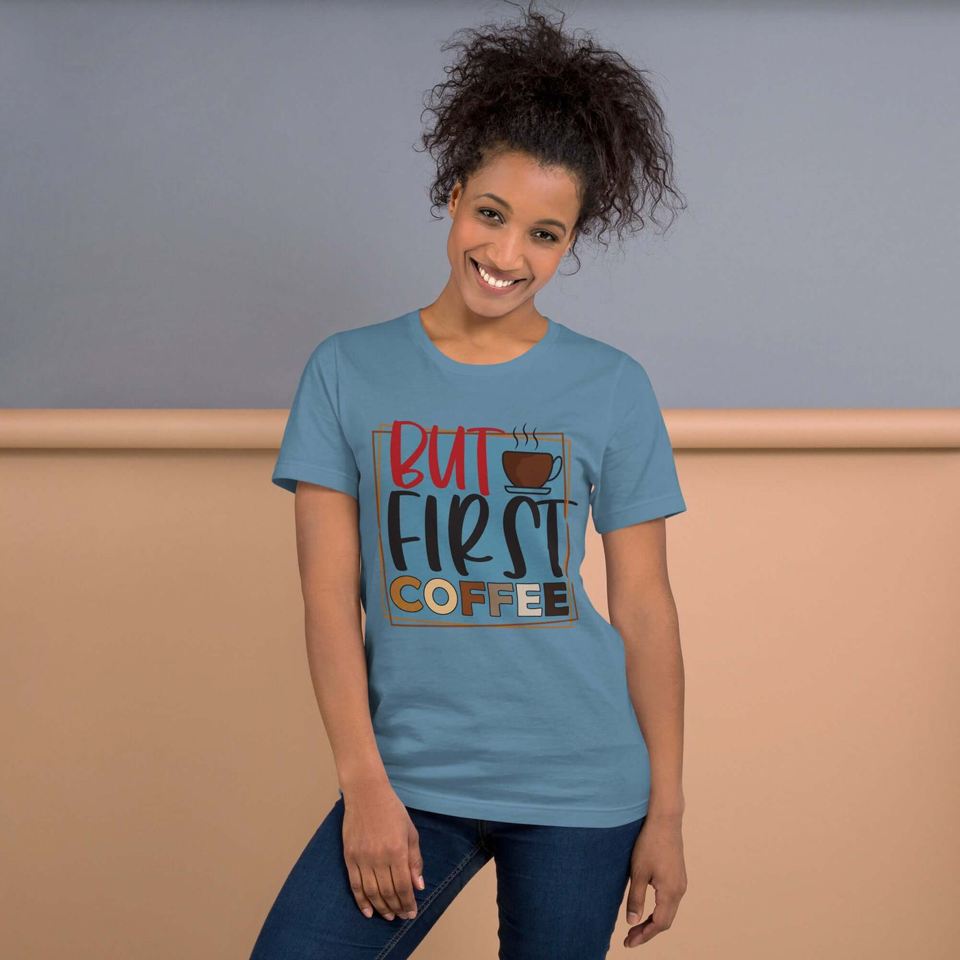 BUT FIRST COFFEE Unisex T-Shirt for Coffee Lovers at Design Dose