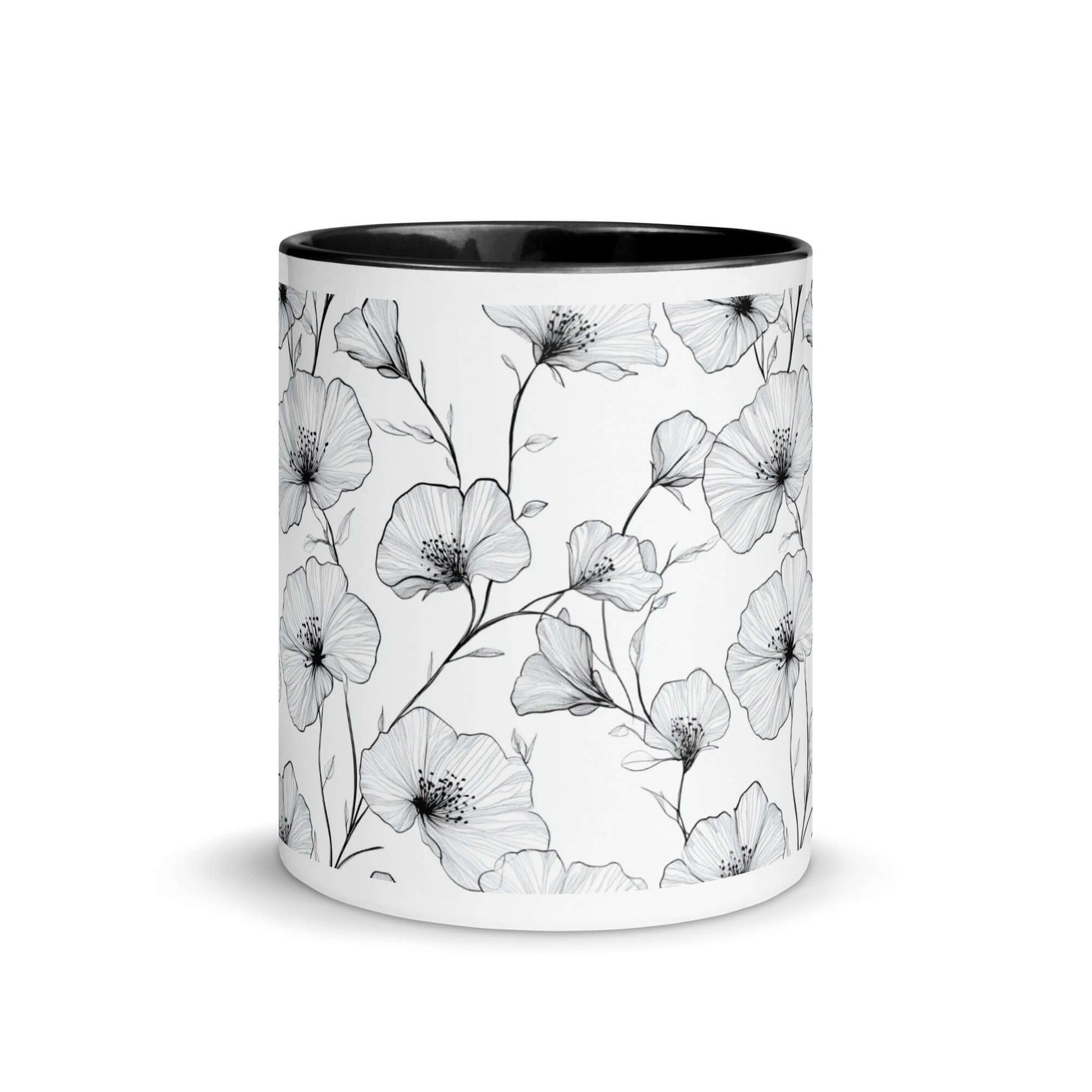 Ink Petals Mug – Dainty Flowers & Monochrome Colors at Design Dose