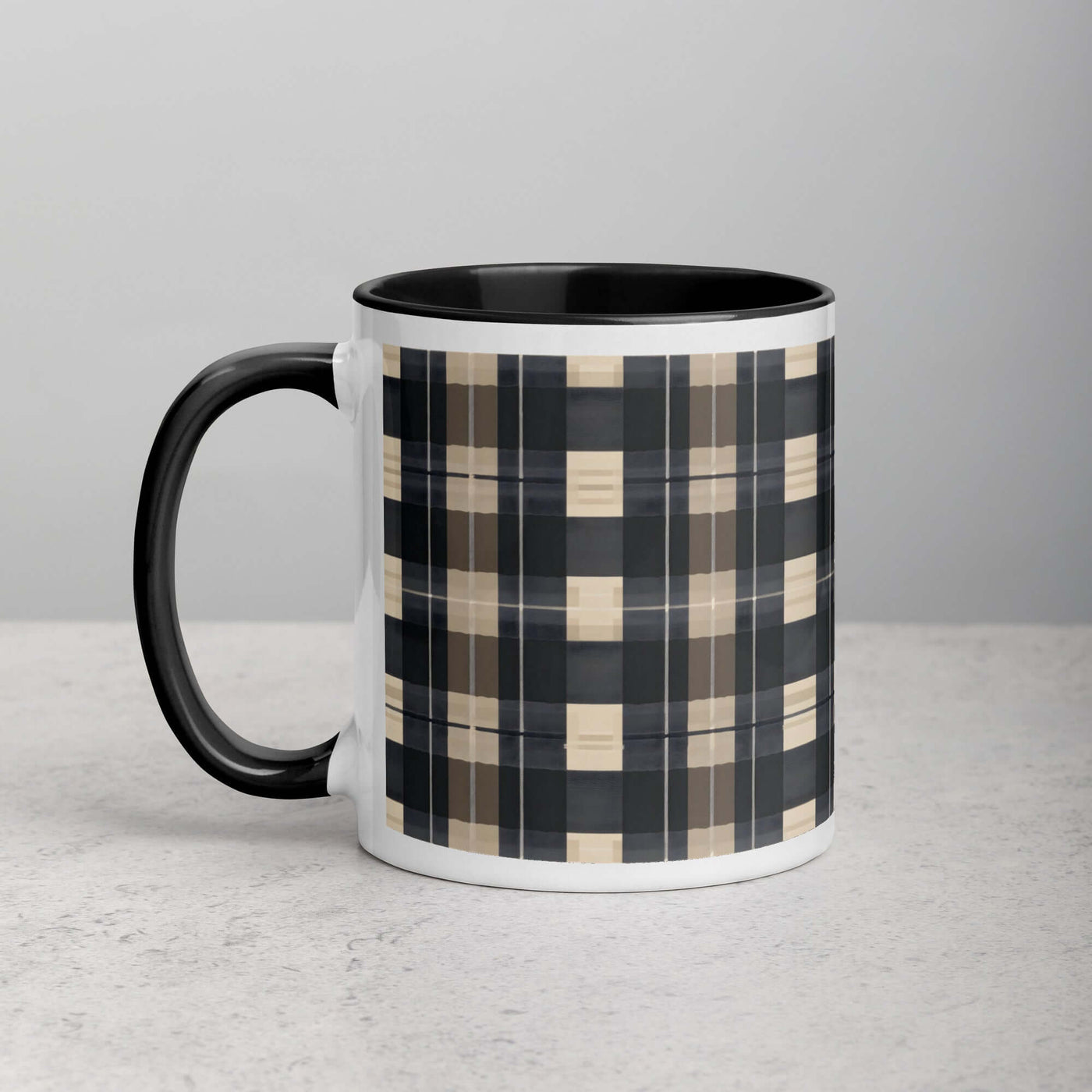 Urban Plaid Mug with Black Color Inside at Design Dose