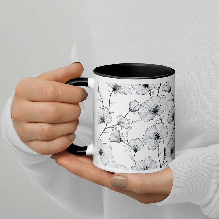 Ink Petals Mug – Dainty Flowers & Monochrome Colors at Design Dose