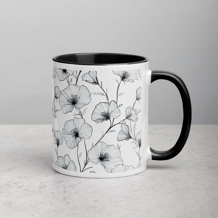 Ink Petals Mug – Dainty Flowers & Monochrome Colors at Design Dose