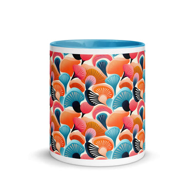 Abstract Seashells Mug with Turquoise Color Inside at Design Dose